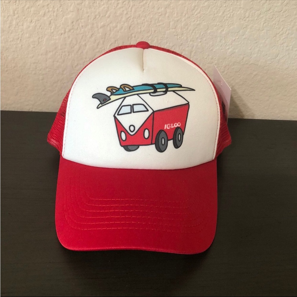 Igloo Cooler Trucker Hat Baseball Cap Red White Surfboard Snapback Retro NWT